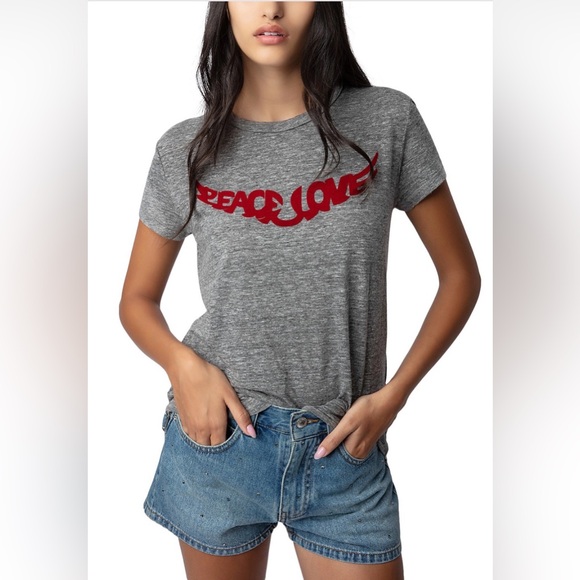 Zadig & Voltaire Walk Peace & Love T-Shirt - Gray - Size S